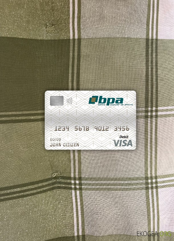 Cuba Banco popular de ahorro (bpa) carte de débit visa bancaire avant photo